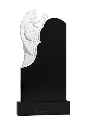 Памятник из черного гранита с рельефным ангелом